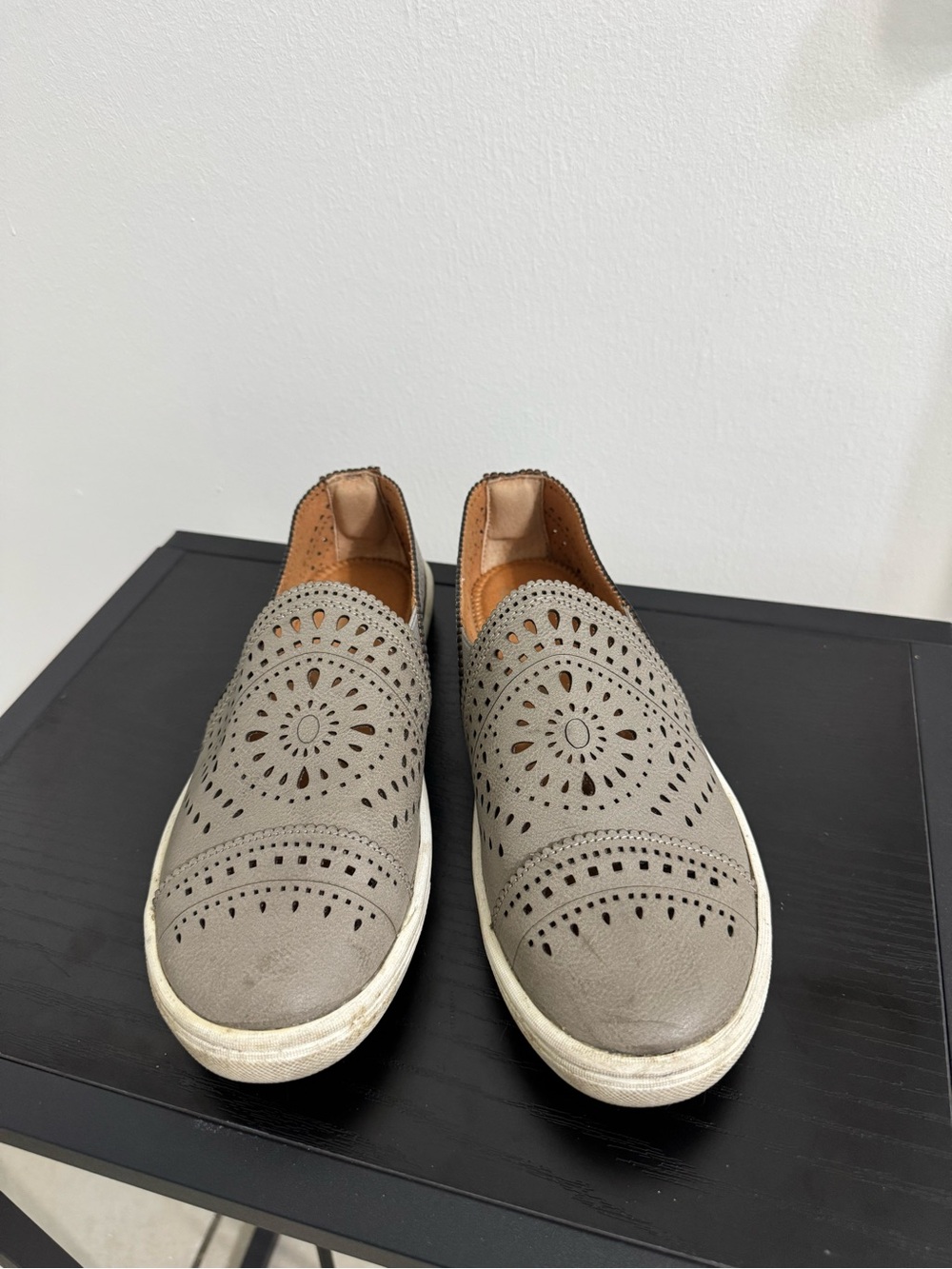 Womens Slip-On Perforated Comfort Sneakers Grey | Size 8.5